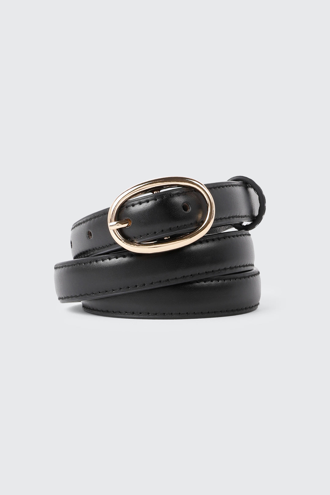 Ceinture mince en faux cuir à boucle ovale
