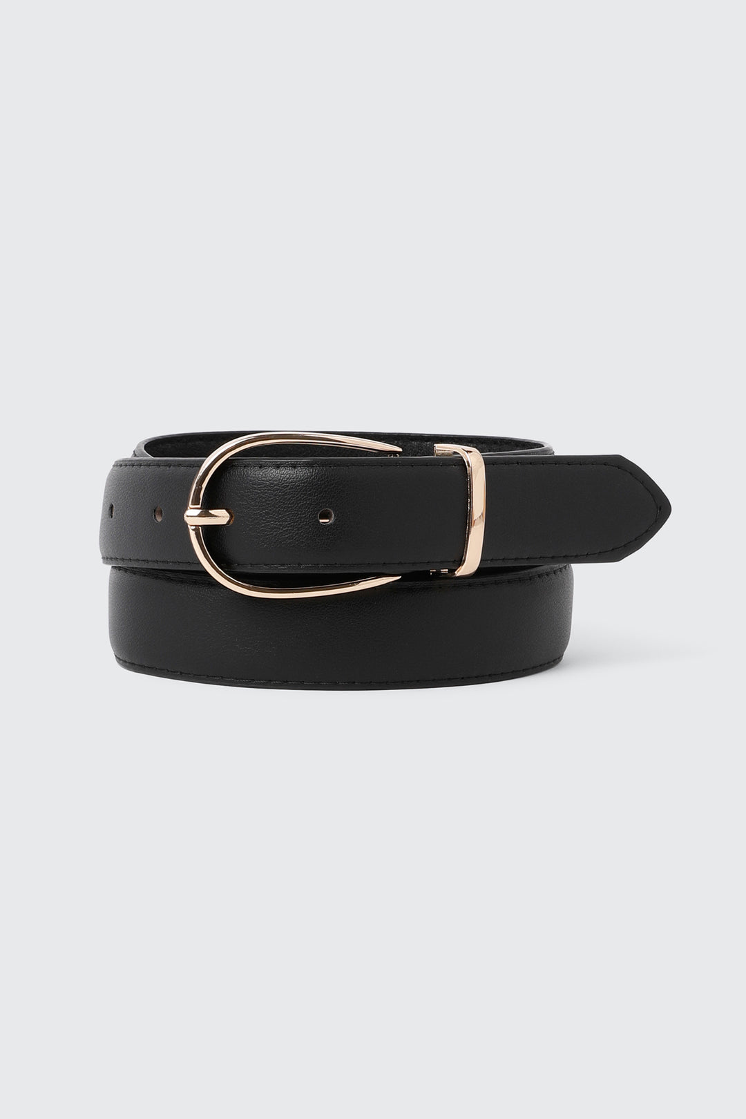 Ceinture mince en faux cuir à boucle arrondie