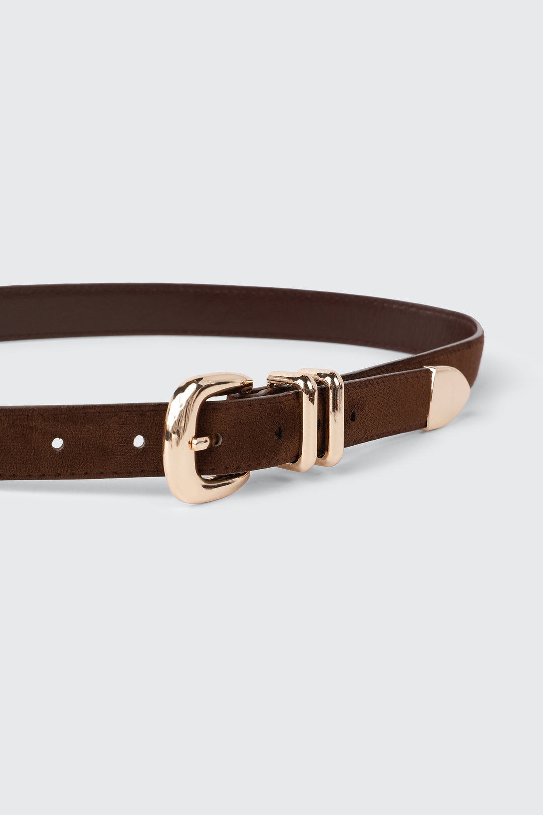 Slim Faux Suede Oval Buckle Belt