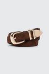 Slim Faux Suede Oval Buckle Belt