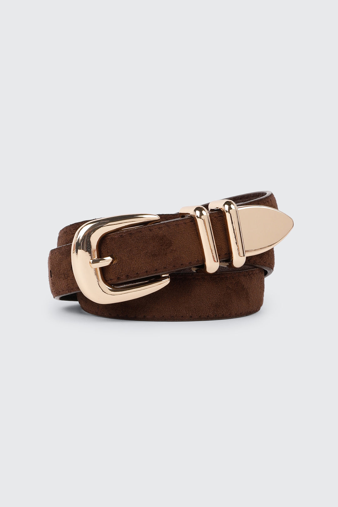 Slim Faux Suede Oval Buckle Belt