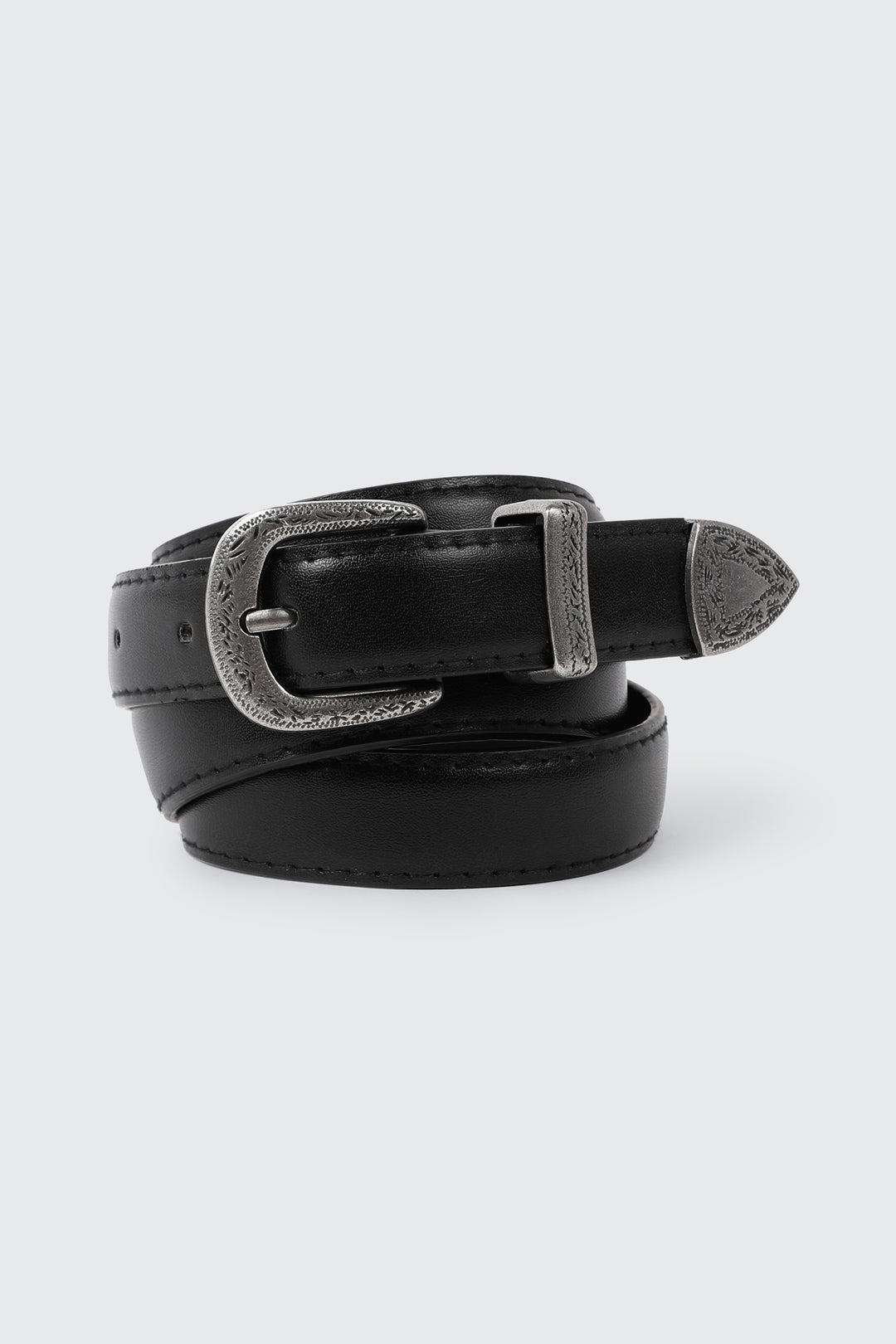 Western Buckle Faux Leather Belt