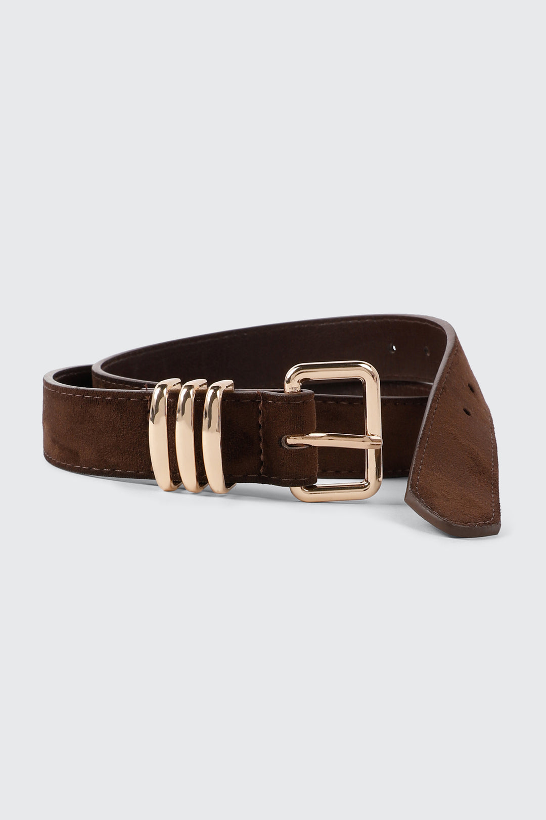 Ceinture en faux suède à boucle carrée