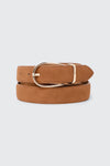 Thin Rounded Buckle Faux Leather Belt