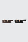 Lot de 2 ceintures minces en faux cuir