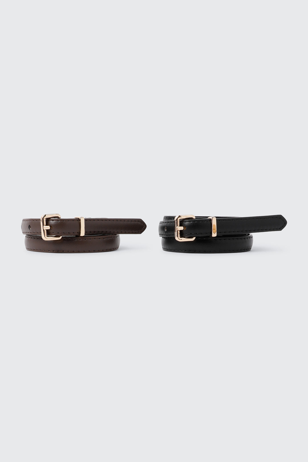 Lot de 2 ceintures minces en faux cuir
