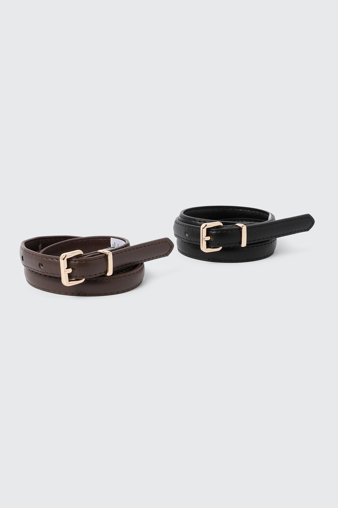Lot de 2 ceintures minces en faux cuir