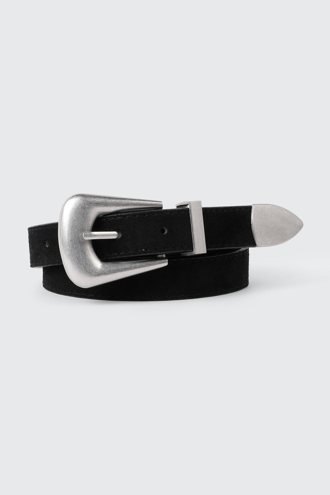 Faux Suede Belt with Metal Tip