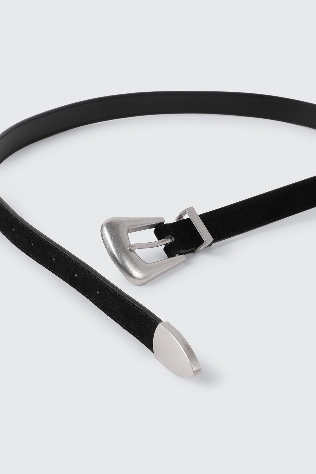 Faux Suede Belt with Metal Tip