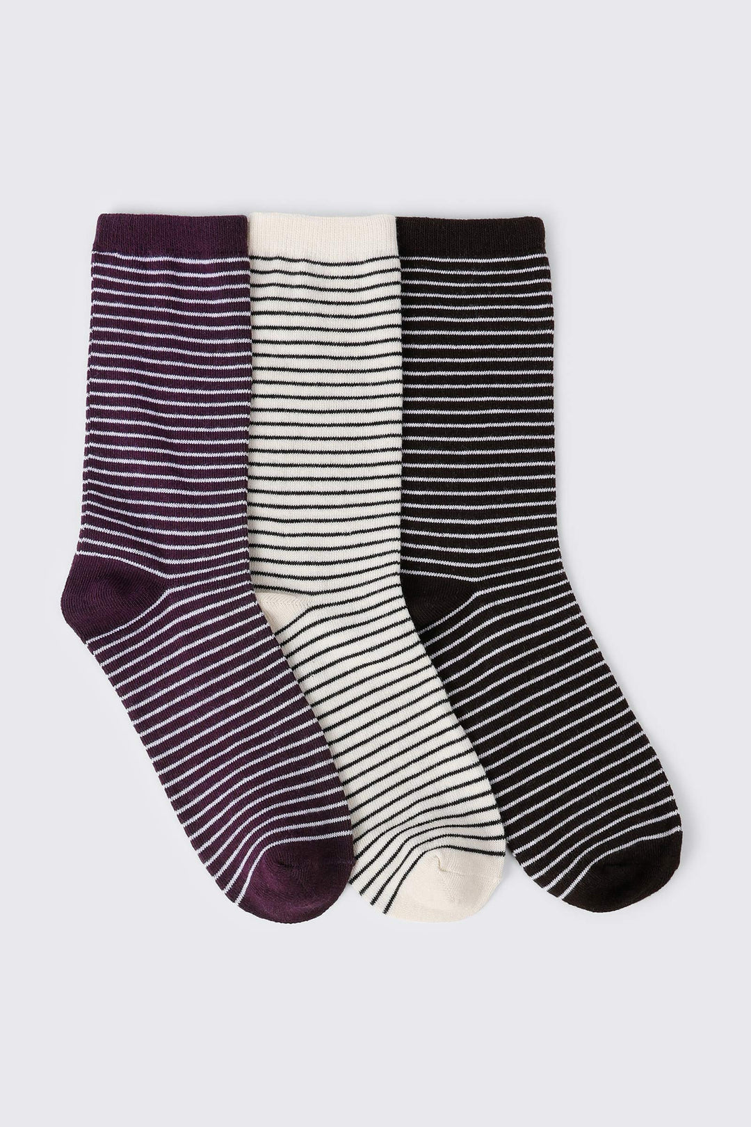 3 paires de mi-chaussettes rayées