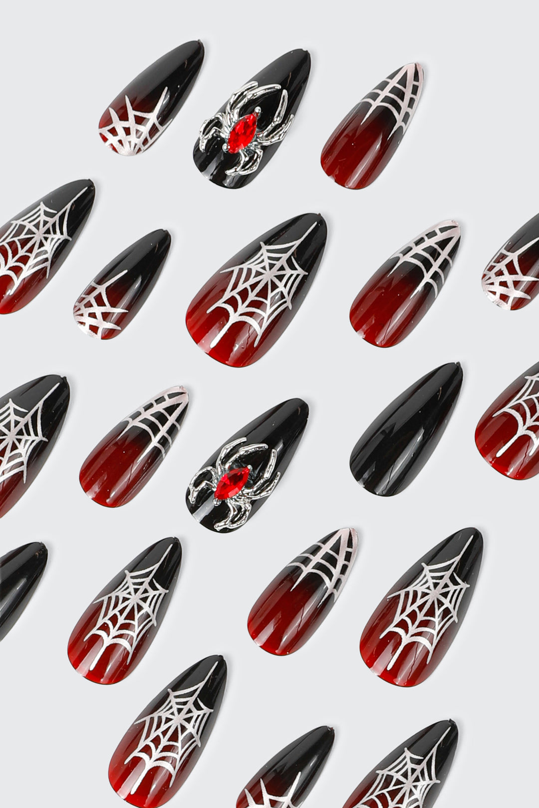 20-Pack 3D Spider Web Press On Nails