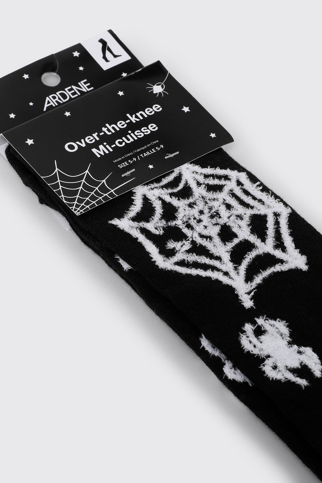 Fuzzy Spiderweb Over the Knee Socks