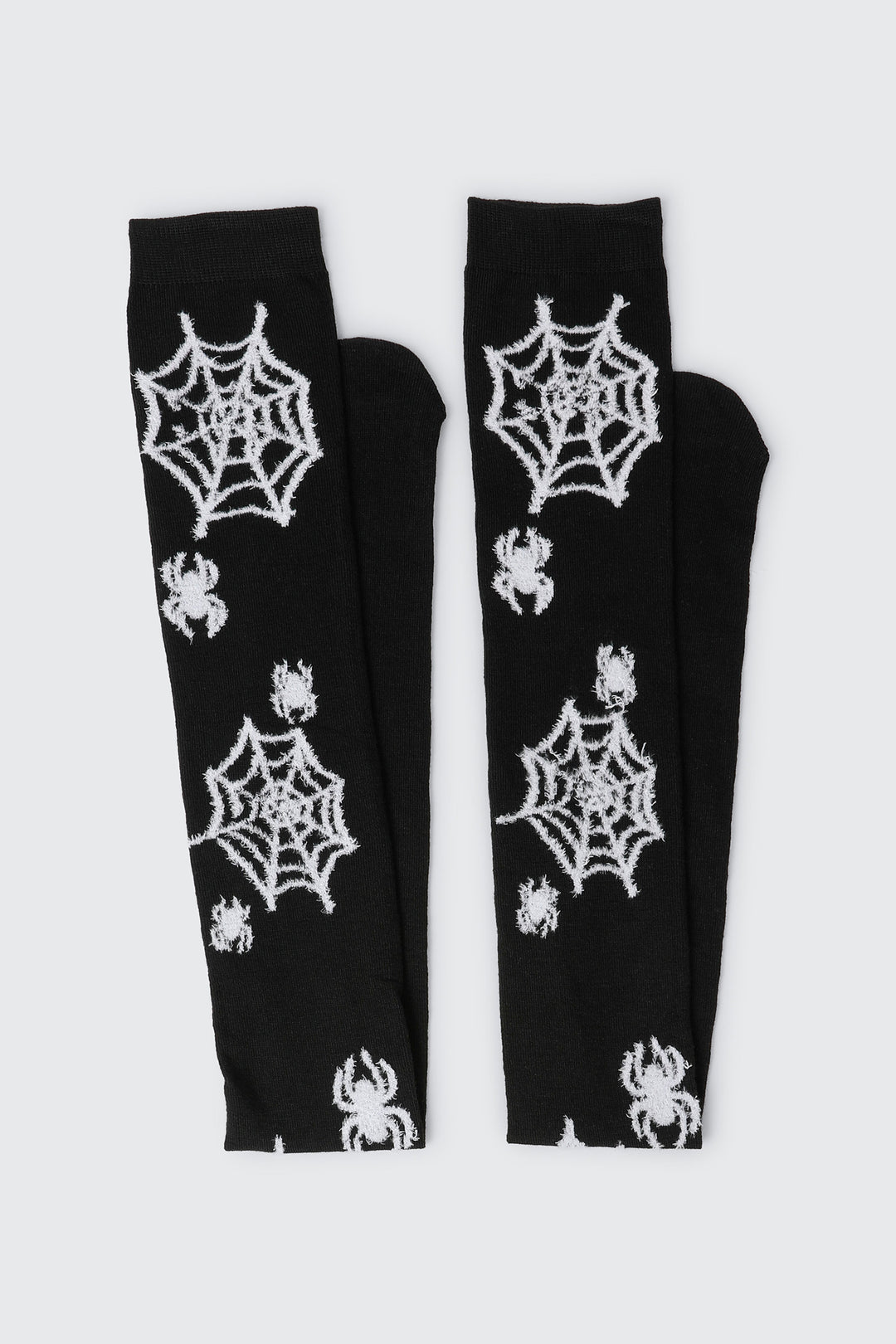 Fuzzy Spiderweb Over the Knee Socks