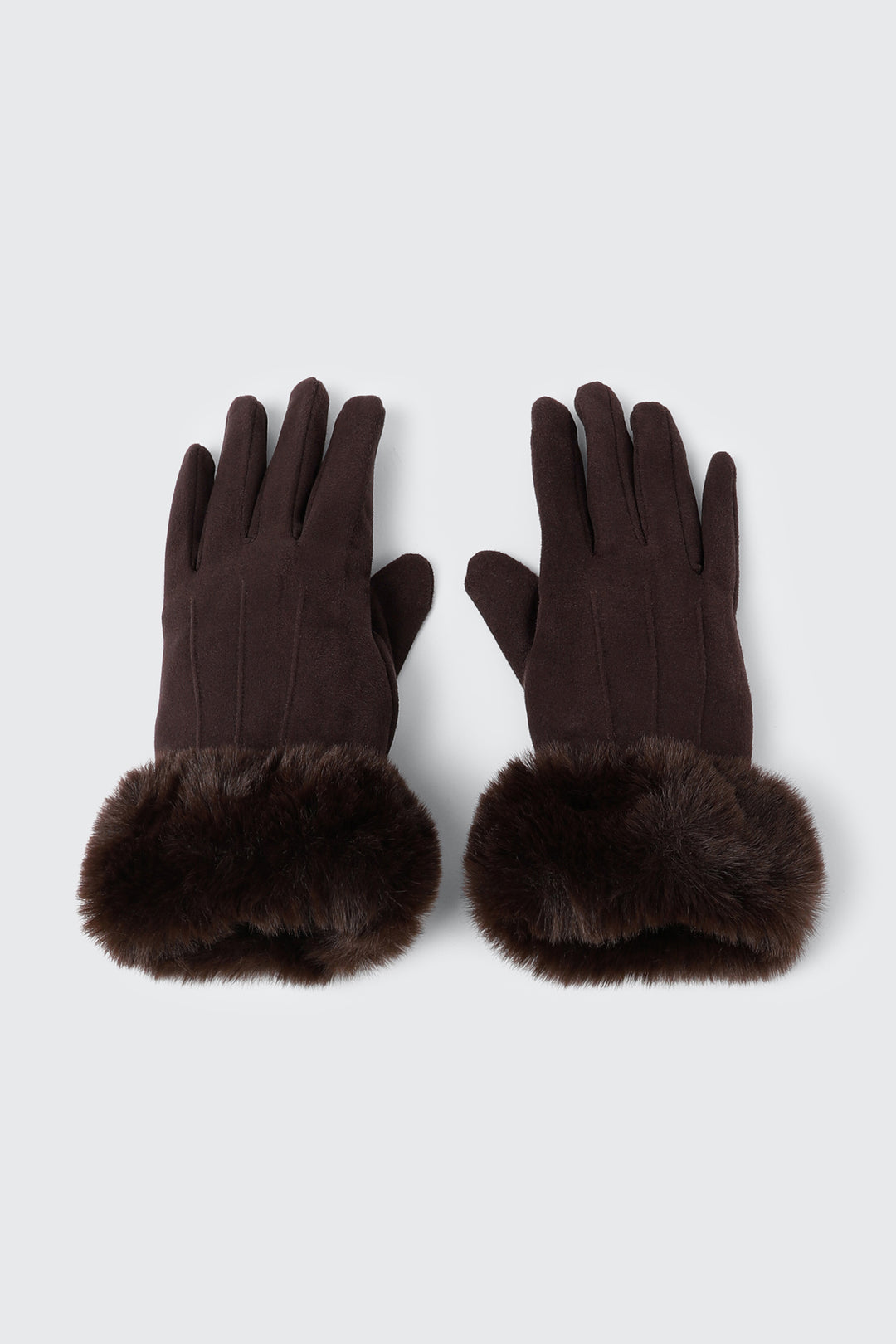Suede Tech Gloves with Faux Fur Cuffs