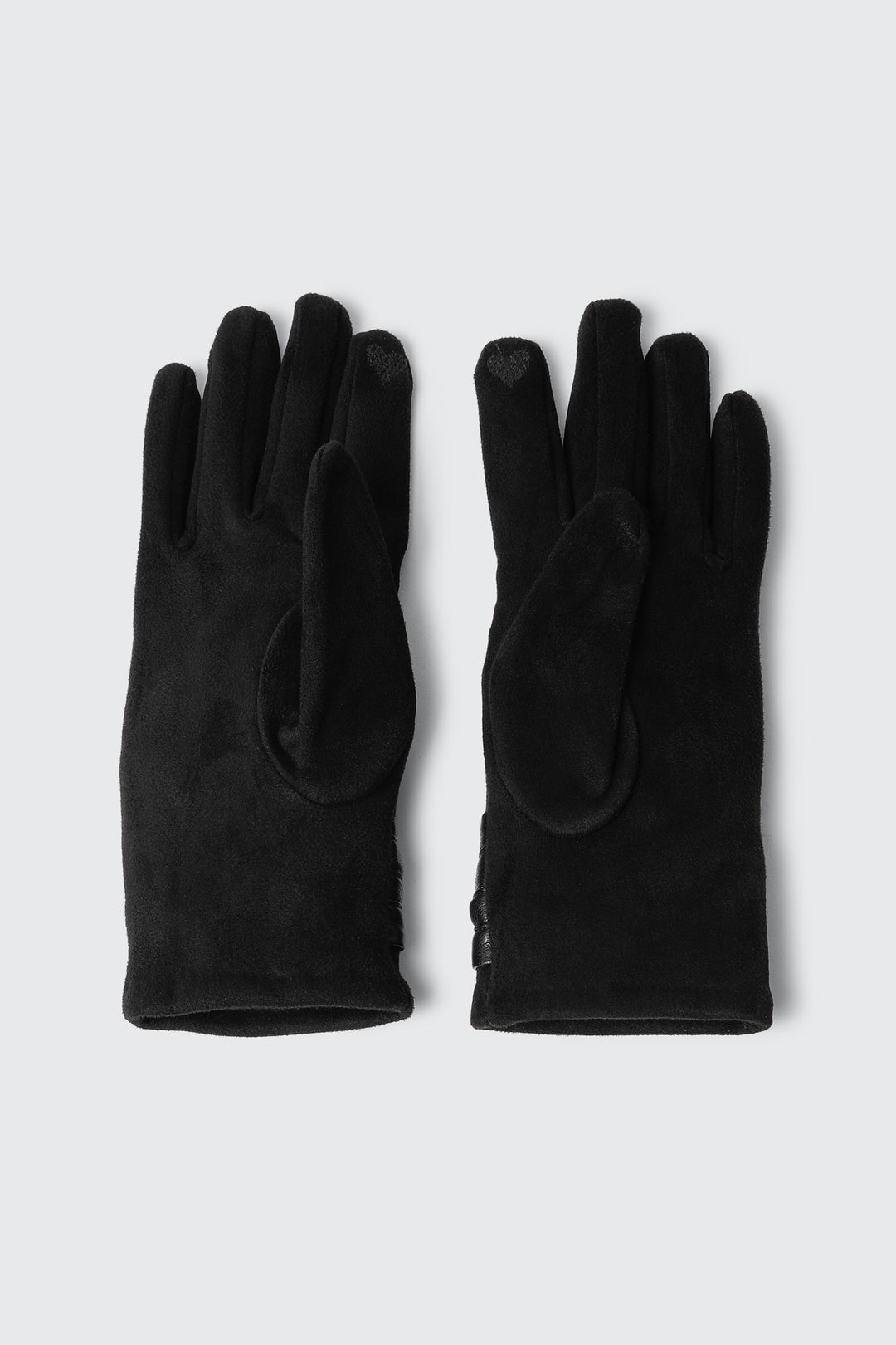 Suede Tech Gloves with Bow Detail