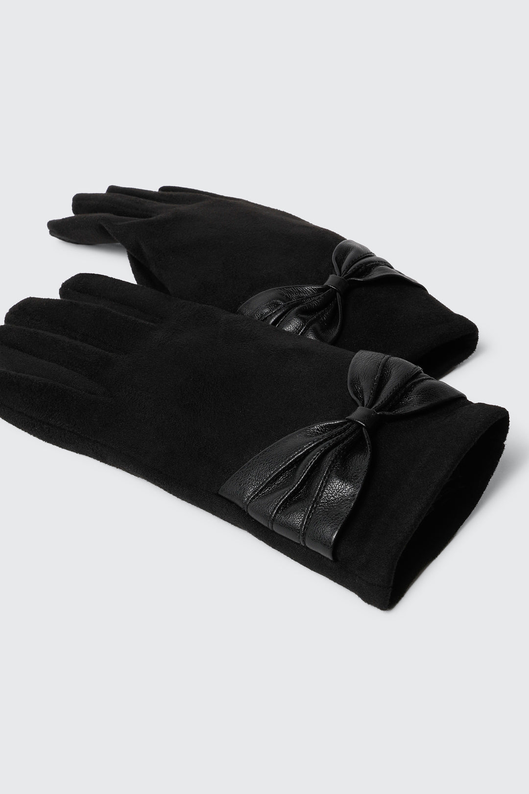 Suede Tech Gloves with Bow Detail