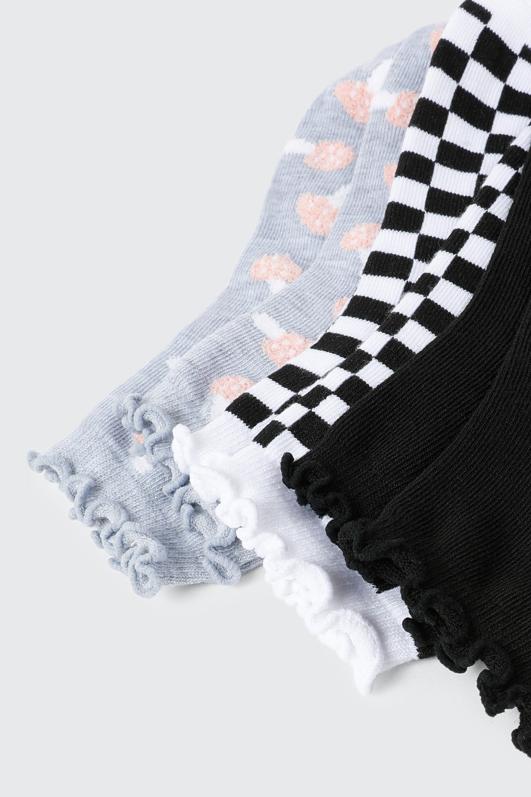 3-Pack Mushroom & Checkered Demi Crew Socks