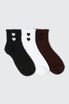 3-Pack Heart Demi Crew Socks