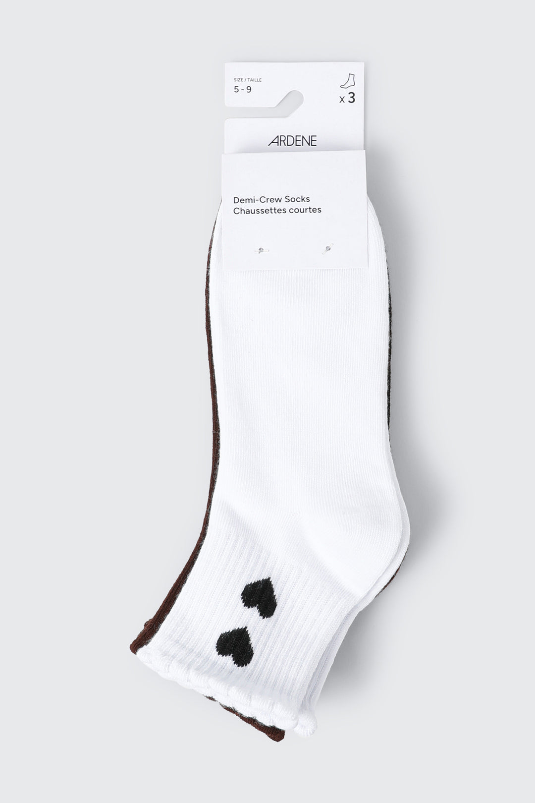 3-Pack Heart Demi Crew Socks