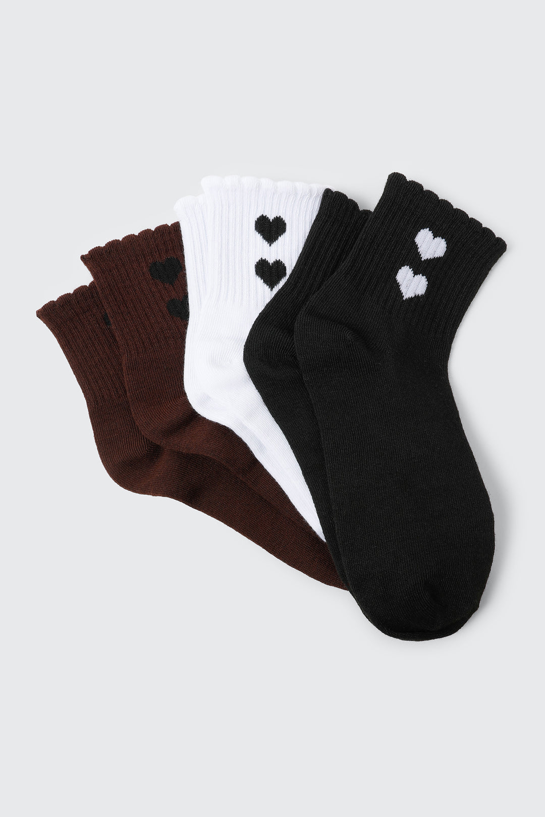 3-Pack Heart Demi Crew Socks