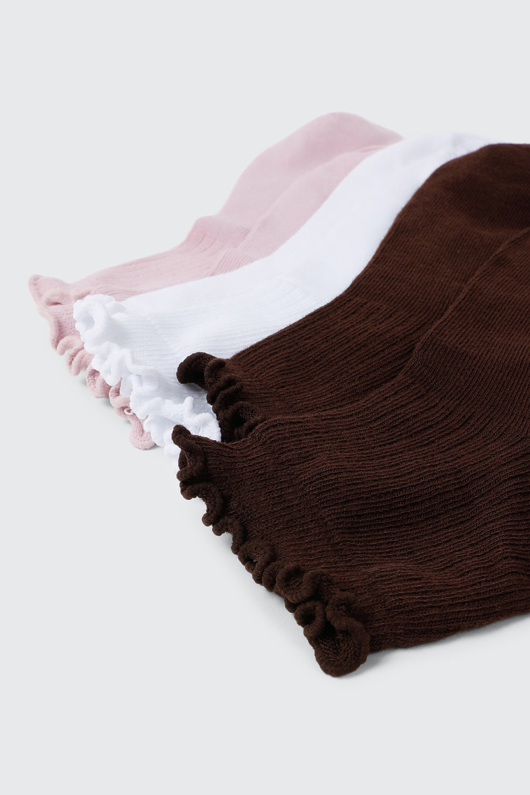 3-Pack Ruffled Edge Demi Crew Socks
