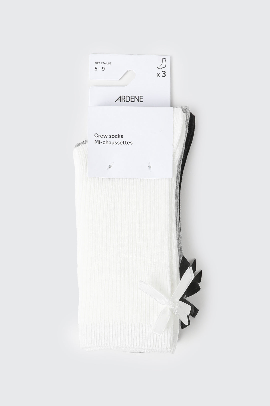 3-Pack Bow Detail Crew Socks