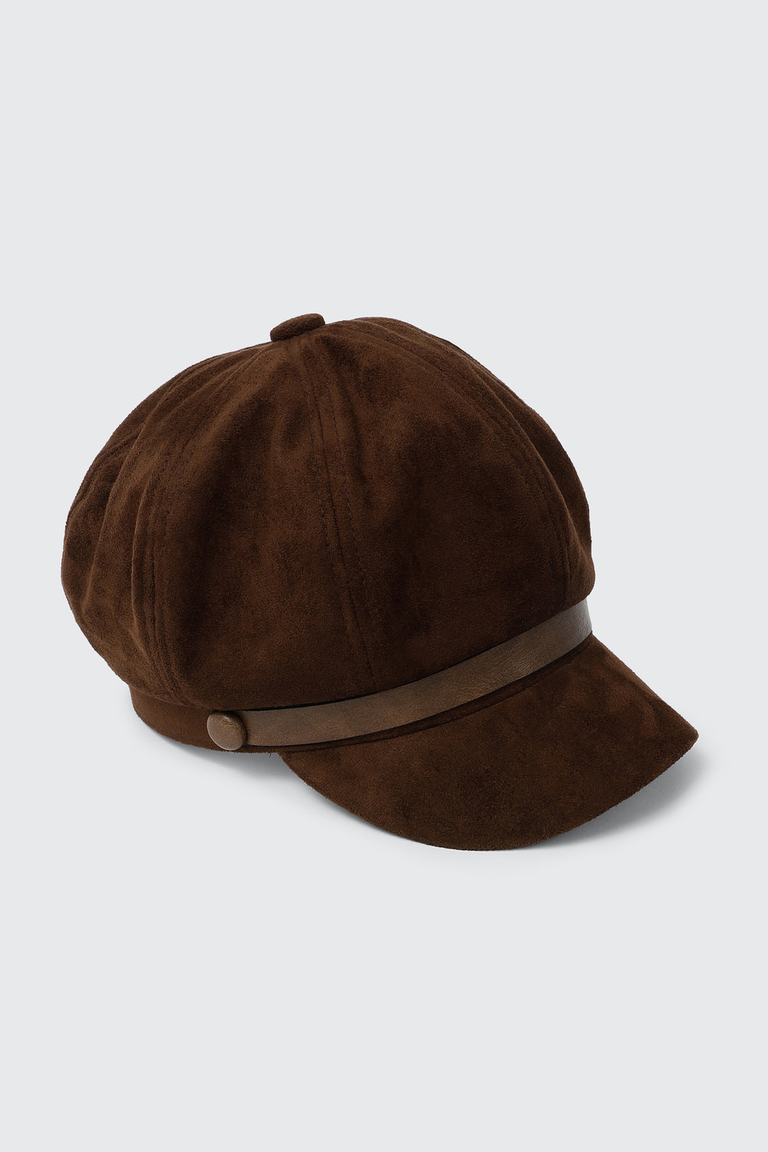 Newsboy Cap with Faux Leather Trim