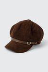 Newsboy Cap with Faux Leather Trim