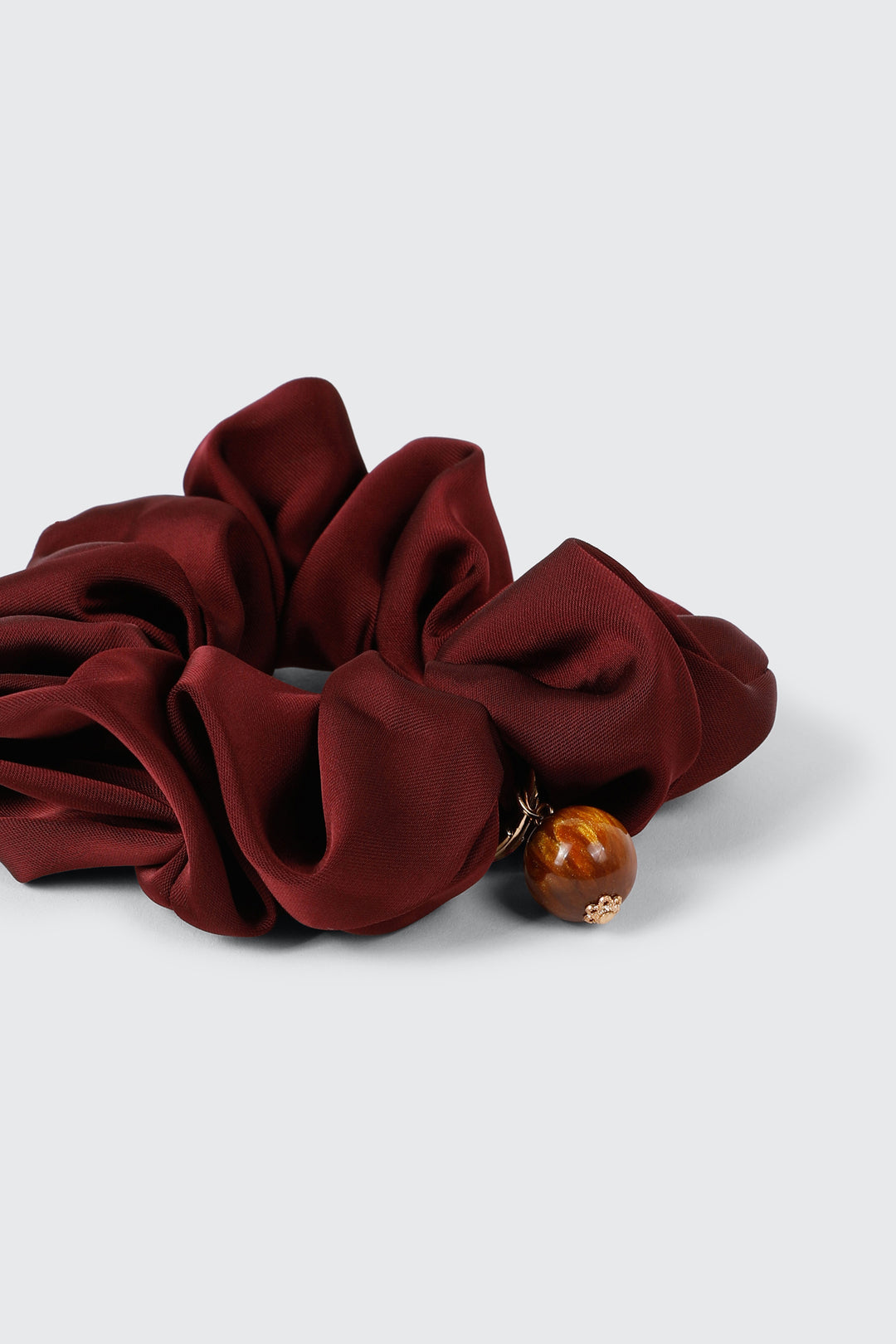 Natural Bead Charm Scrunchie