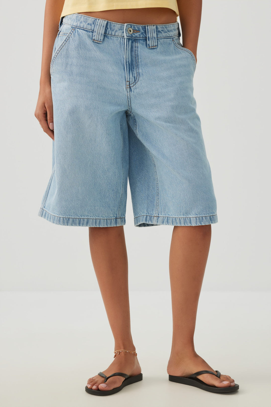 Low Rise Slouchy Long Denim Jorts