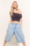 Low Rise Slouchy Long Denim Jorts