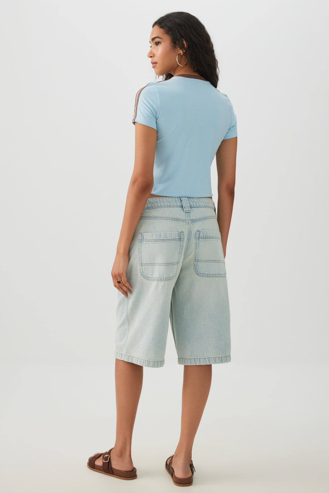 Low Rise Slouchy Long Denim Jorts