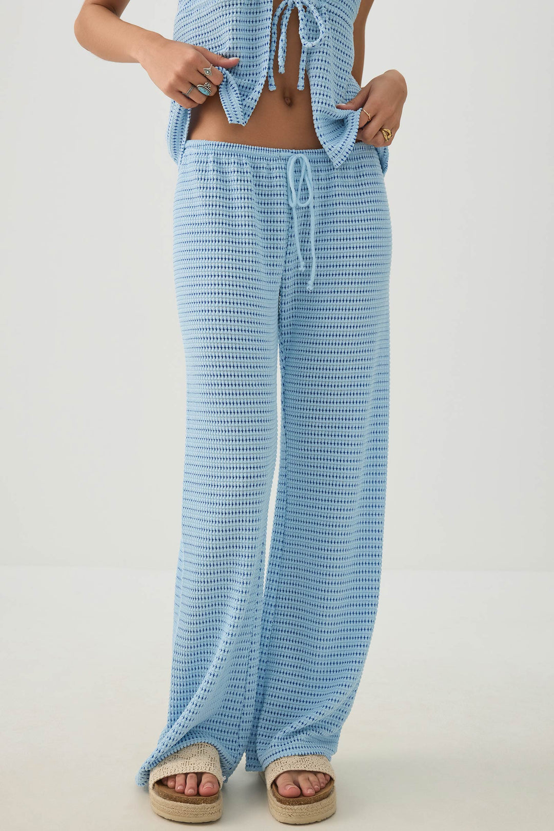 Pantalon en tricot crochet à maille ouverte