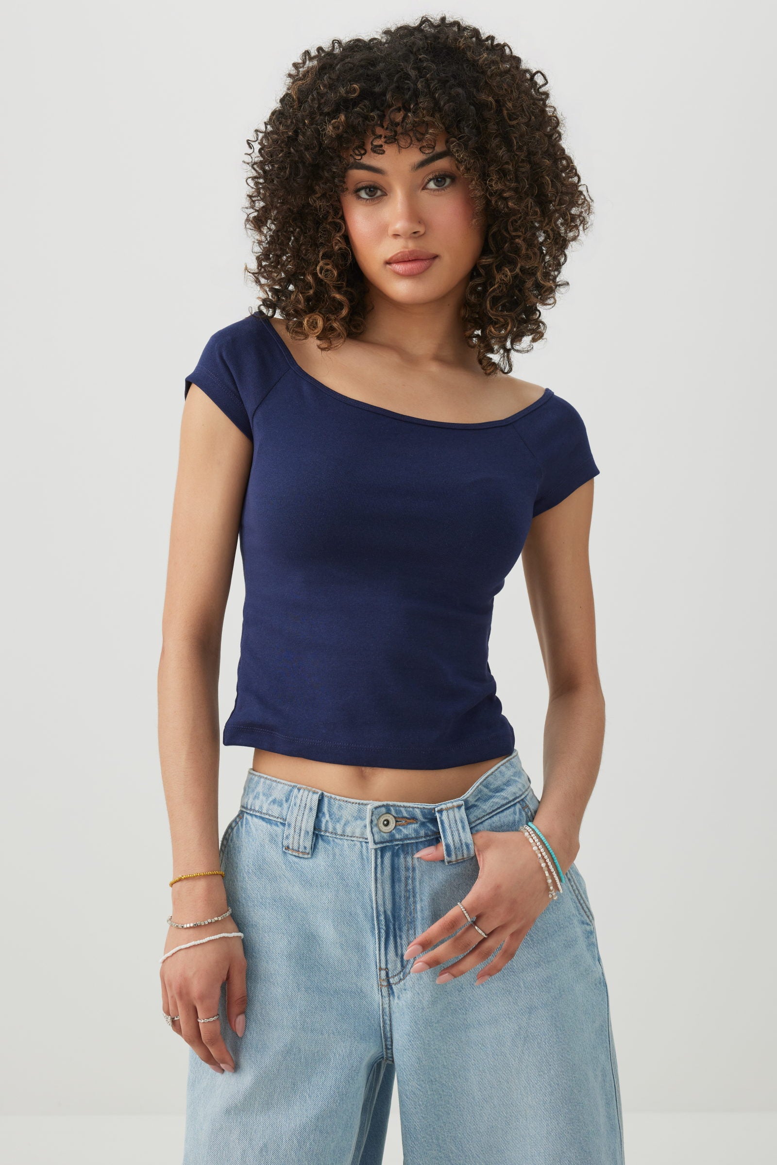 Off Shoulder Rib Crop Top | Ardene