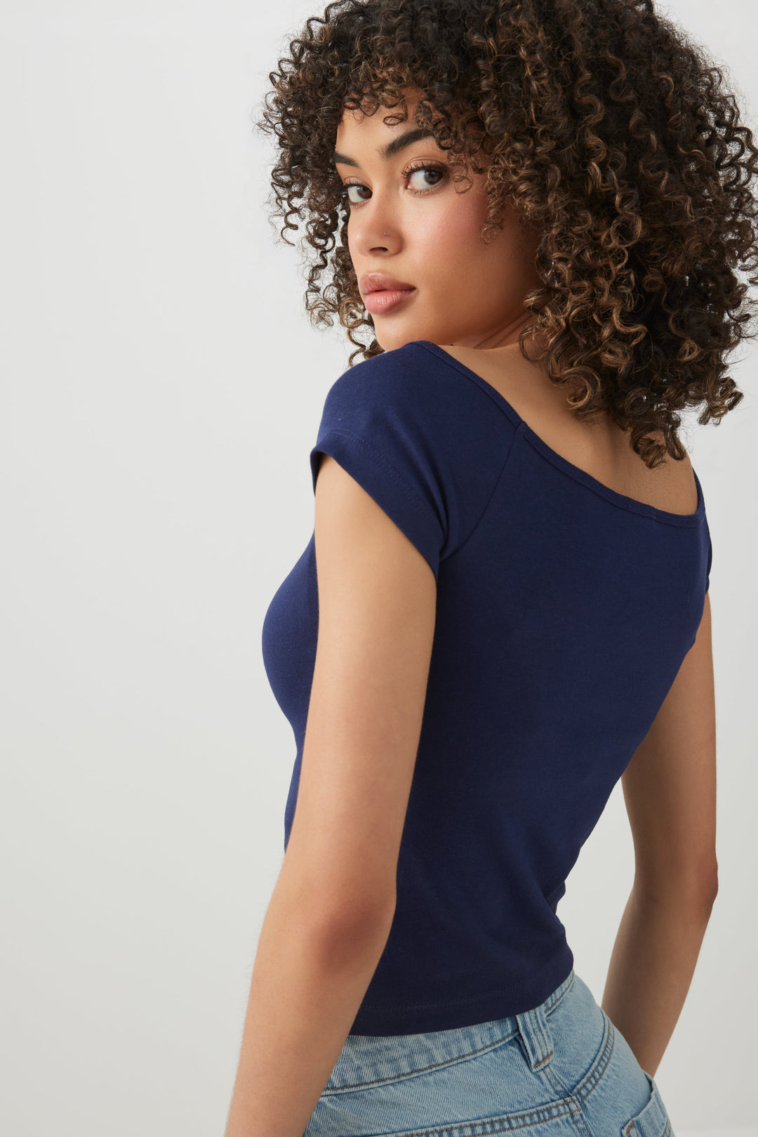 Off Shoulder Rib Crop Top