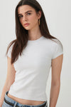 Cropped Ribbed Crew Neck T-Shirt