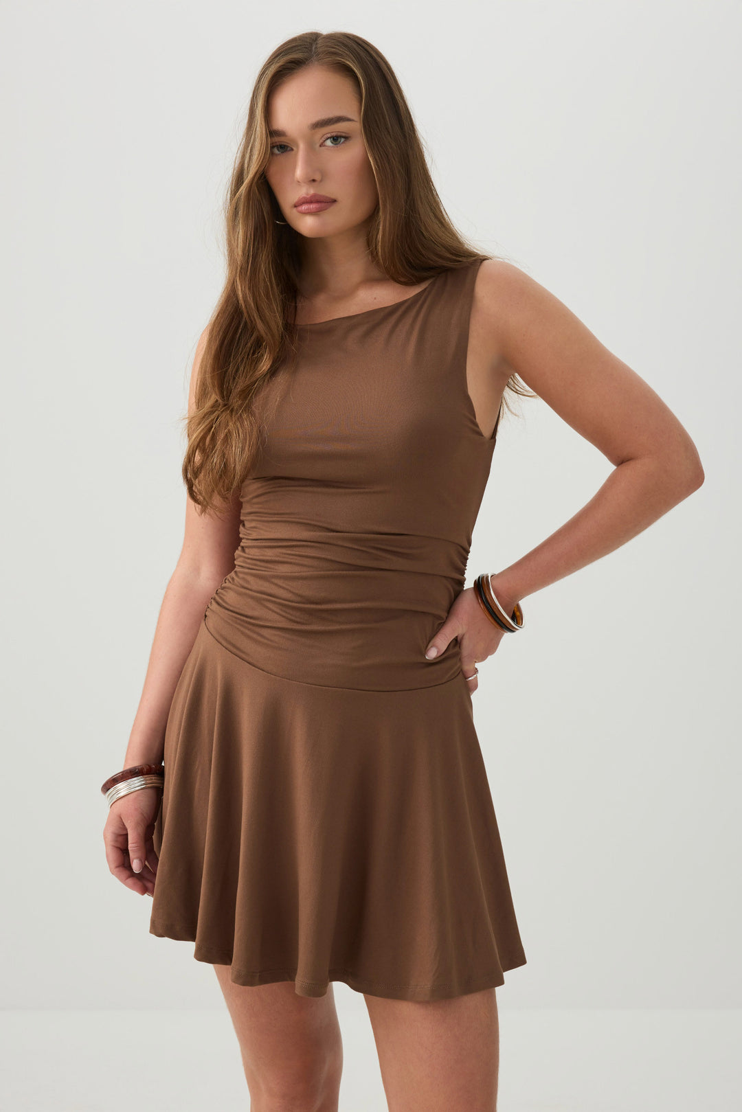 Robe mini froncée