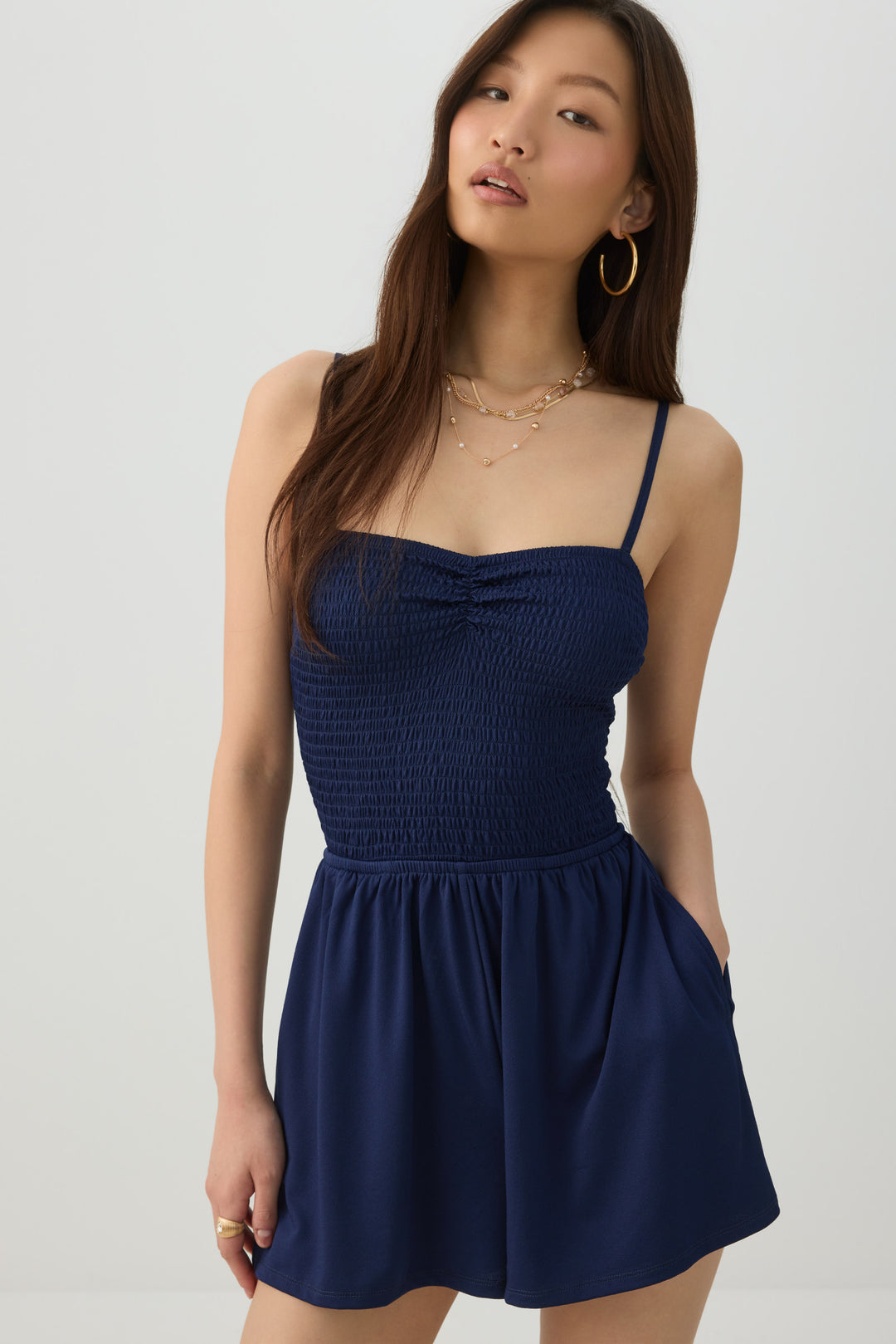 Solid Smocked Romper