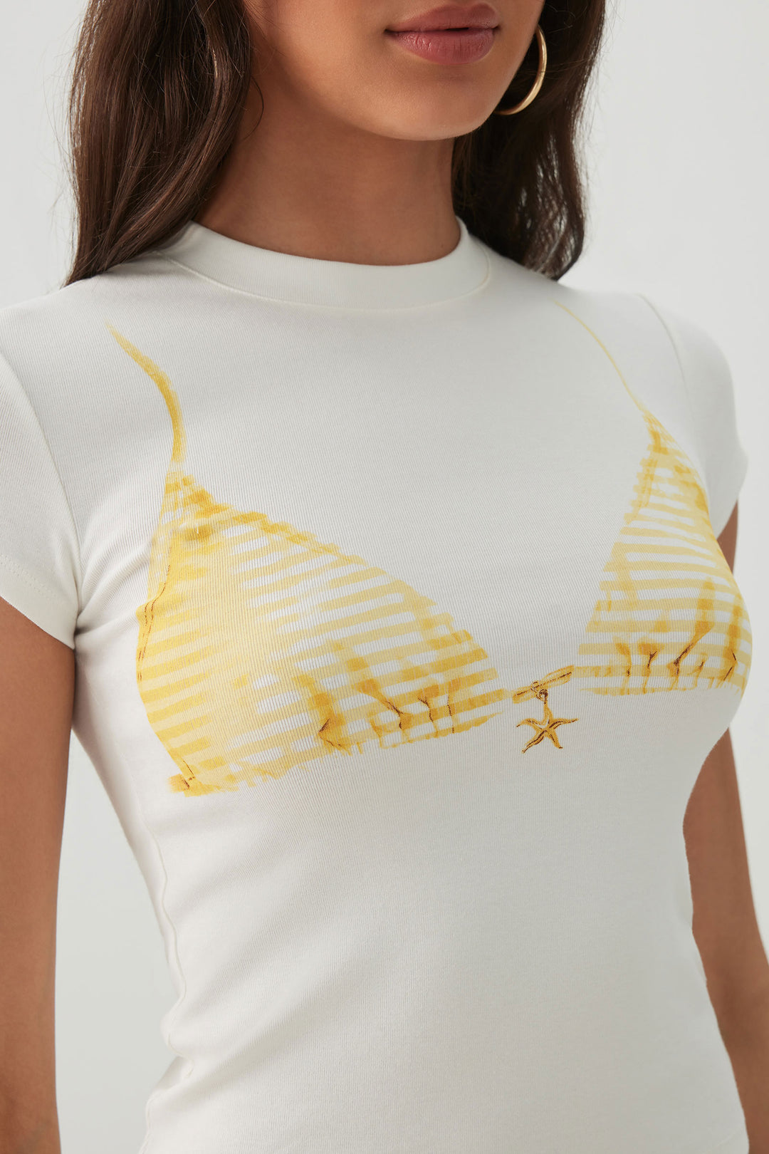 T-shirt court côtelé imprimé