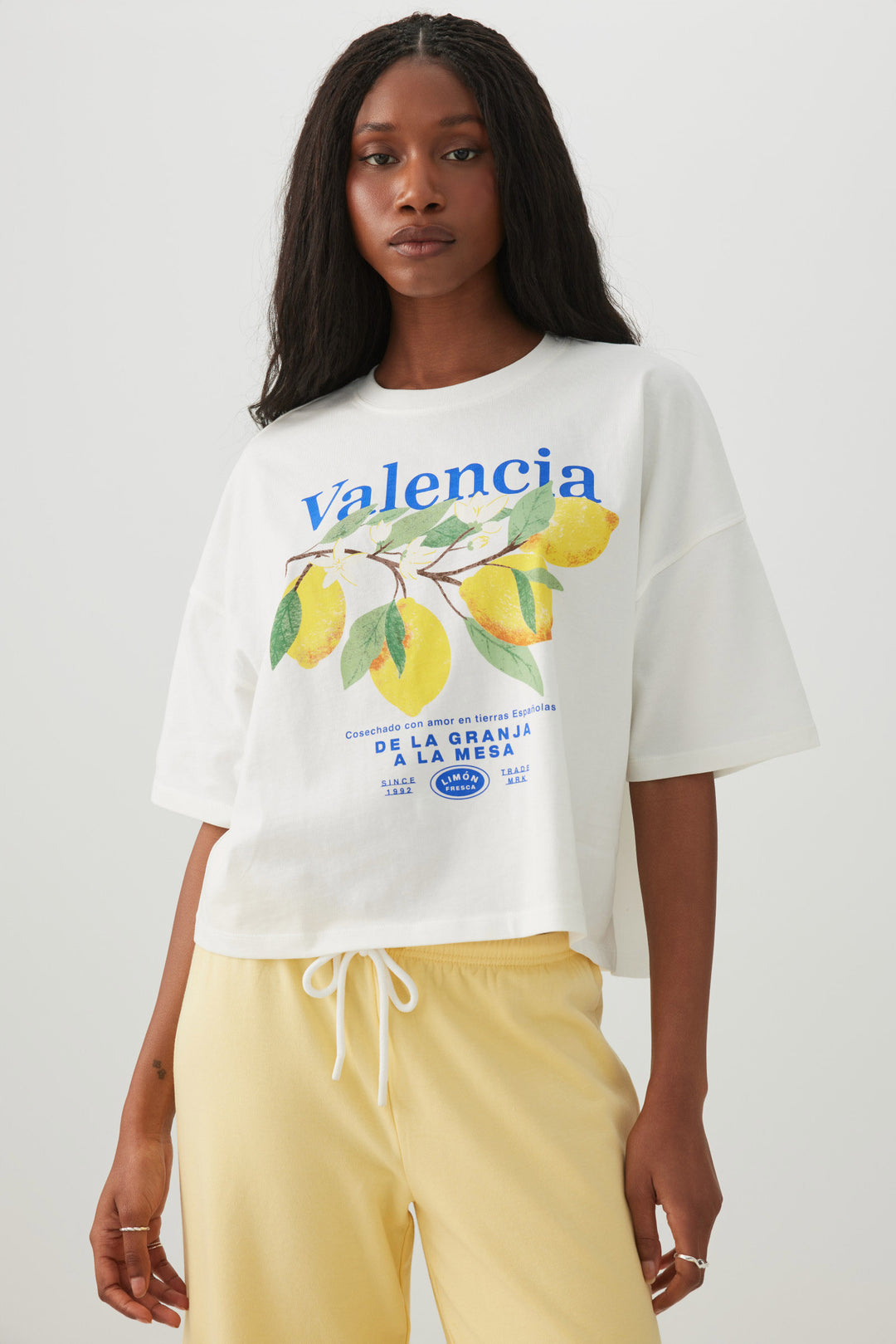 Lemon Print Drop Shoulder T-Shirt