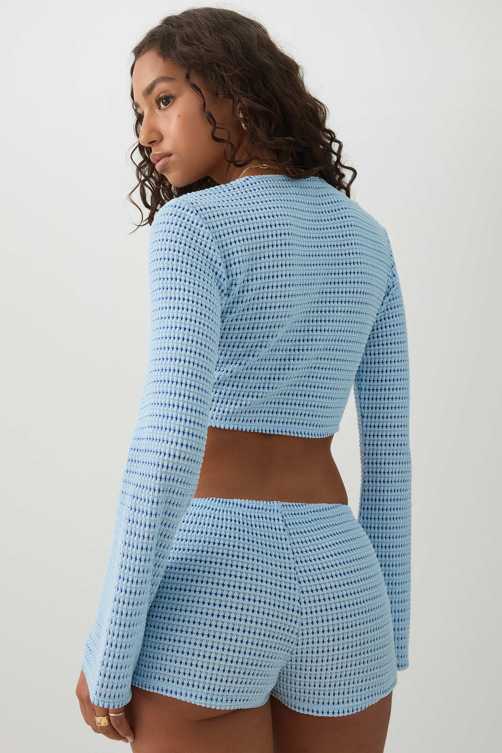 Tie Front Ultra Crop Textured Knit Top | Ardene
