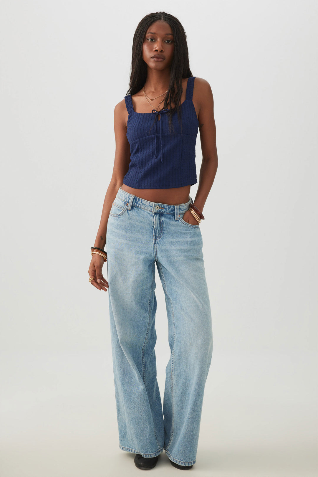 Textured Square Neck Tank Top