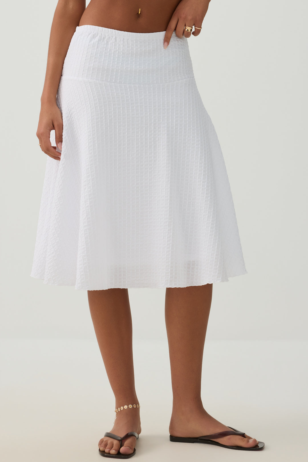 Striped Texture Midi Skirt
