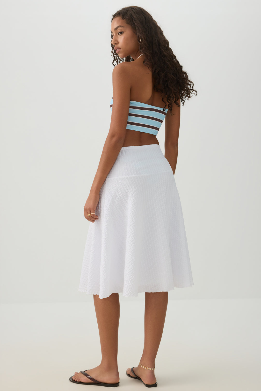 Striped Texture Midi Skirt
