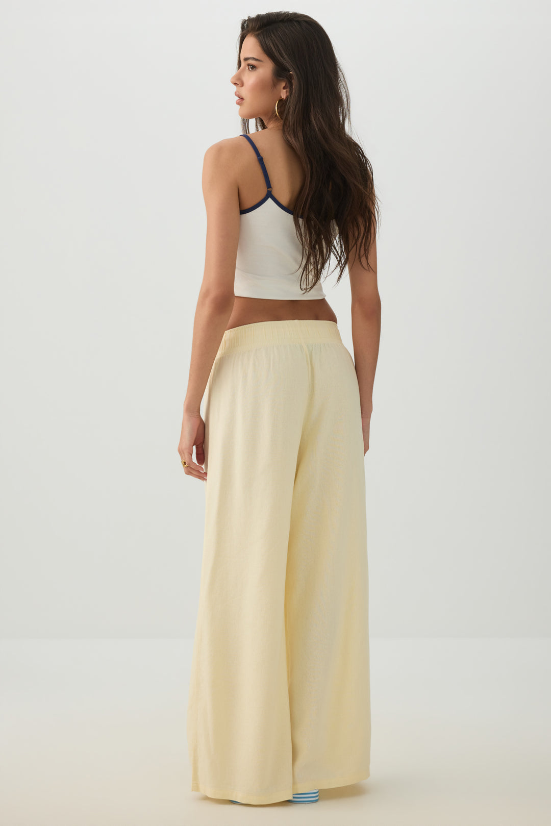 High Rise Linen Blend Pants