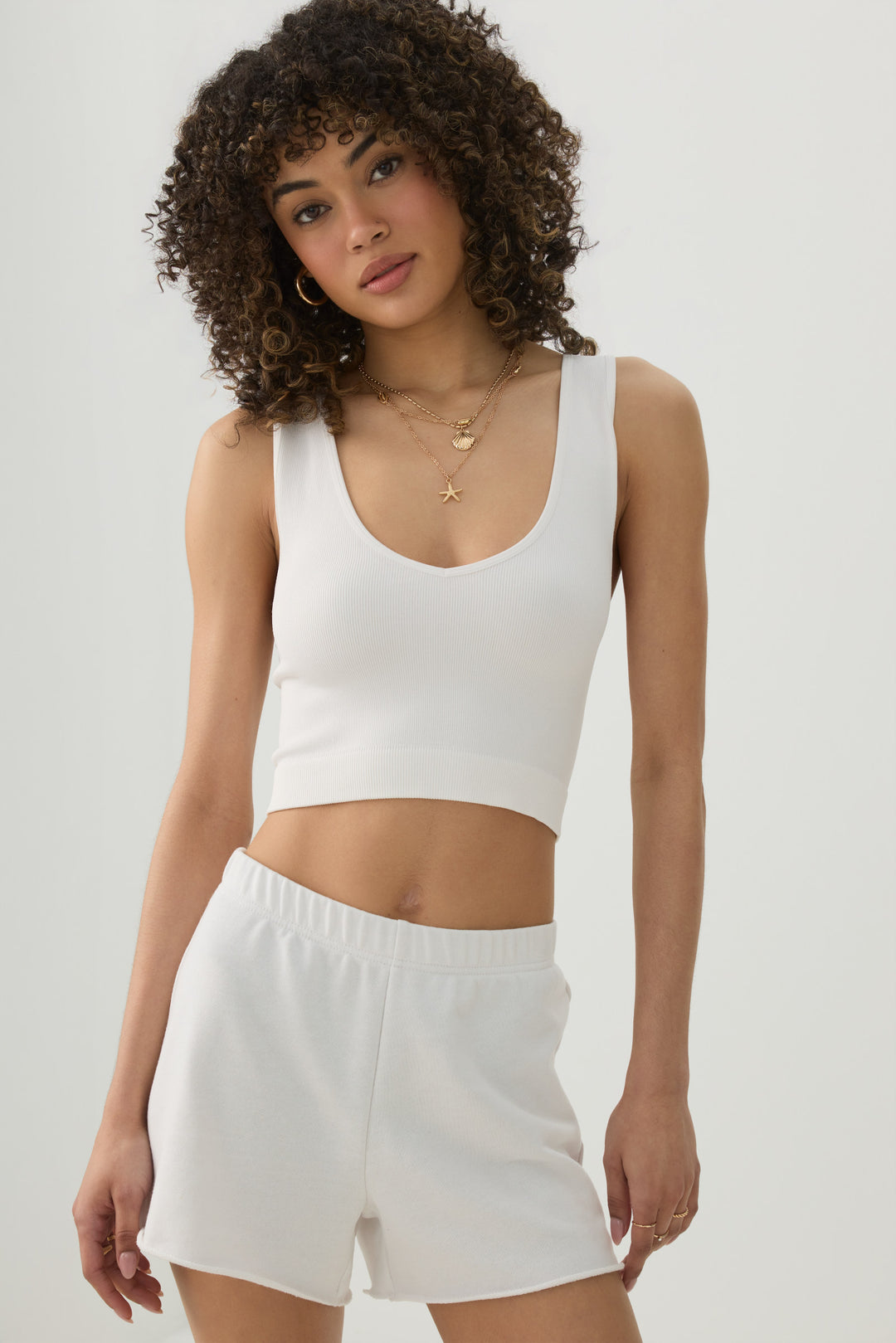 Camisole courte côtelée sans coutures
