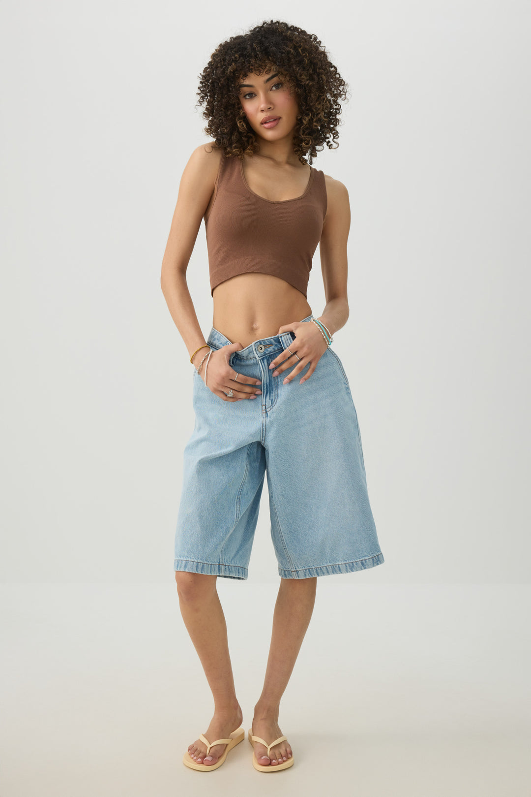 Cropped Rib Seamless Tank Top