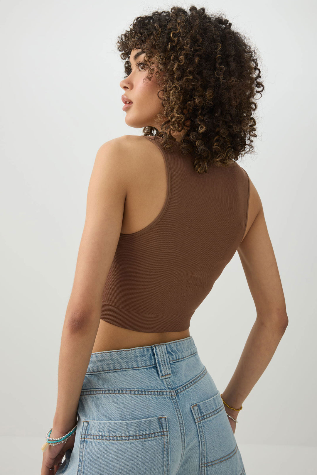 Cropped Rib Seamless Tank Top