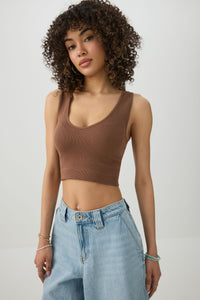 Cropped Rib Seamless Tank Top