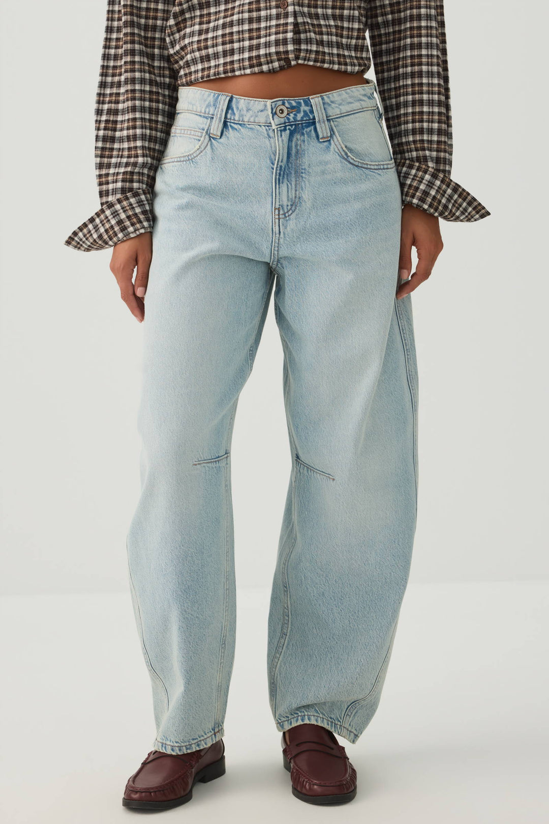 The Indie Fit High Rise Barrel Jean